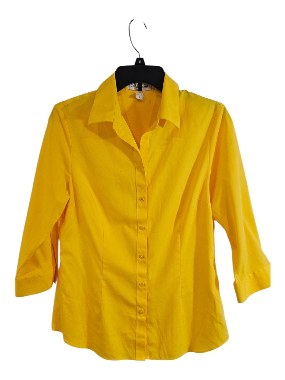 Coldwater Creek Size S 8 No Iron Button-Down Shirt Bright Yellow